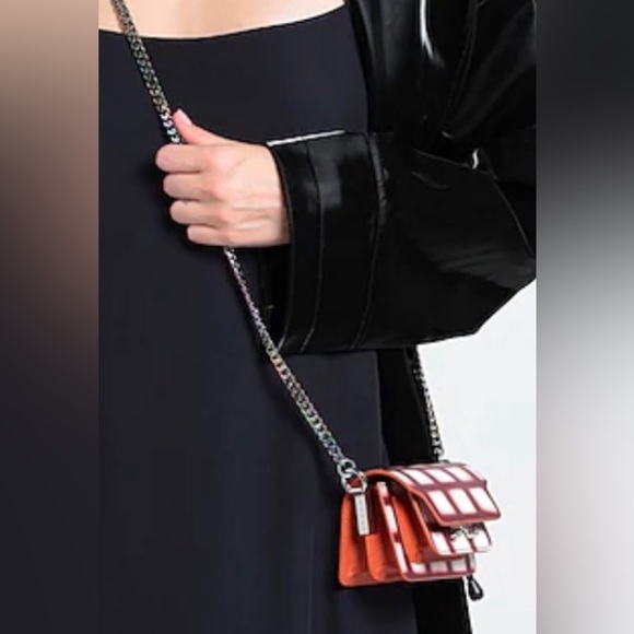 Marni Burgundy/White Plaid Leather Mini Crossbody Bag  (Comes W/ Dust Bag) NWT - Picture 4 of 8